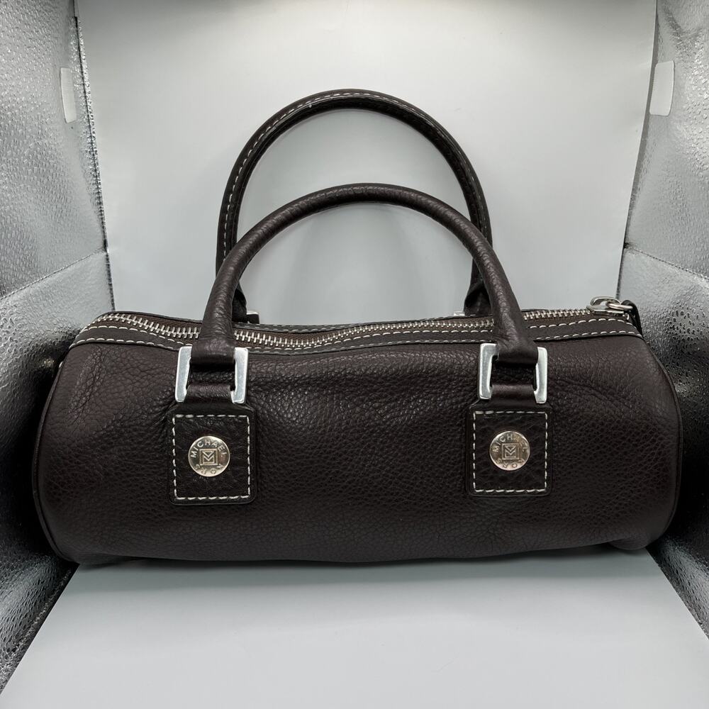 Michael Michael Kors Mini Duffel Barrel Bag Brown Pebbled Leather Satchel EUC